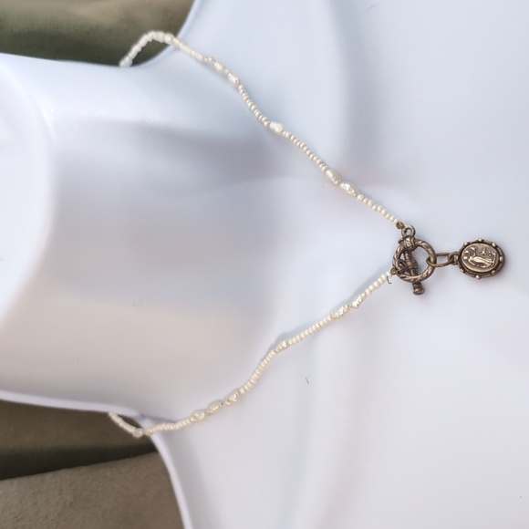 Vintage Mourning Dove & Pearl Medallion Necklace - Picture 3 of 7